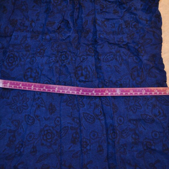 xhiliration y2k blue peasant sheath dress w black floral print szM - Picture 7 of 14